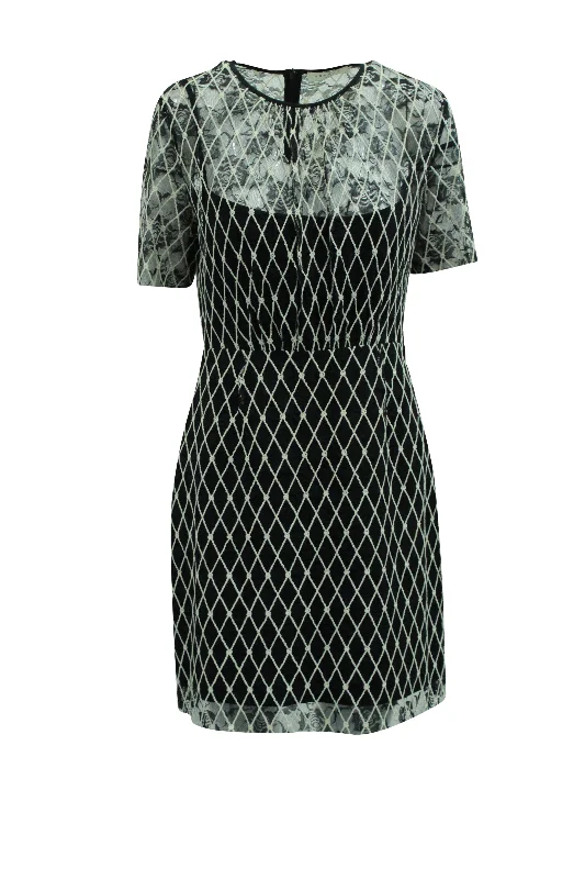 Sandro Lace Mini Dress in Black Polyamide