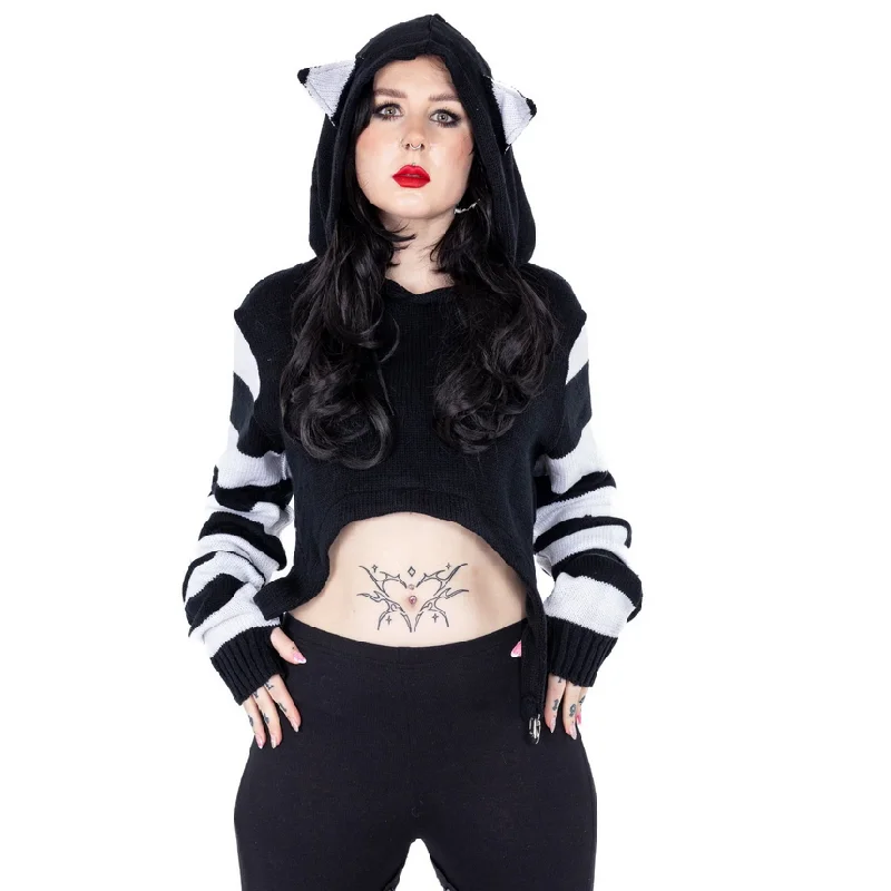 Act Fast CUTE KITTY HOOD - BLACK/WHITE