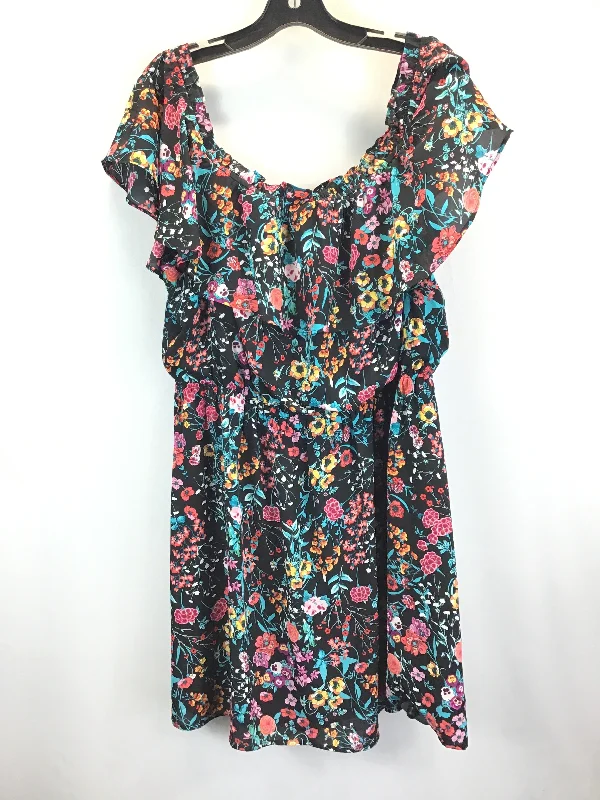 Savings Spectacular Floral Print Dress Casual Short Express, Size Xl