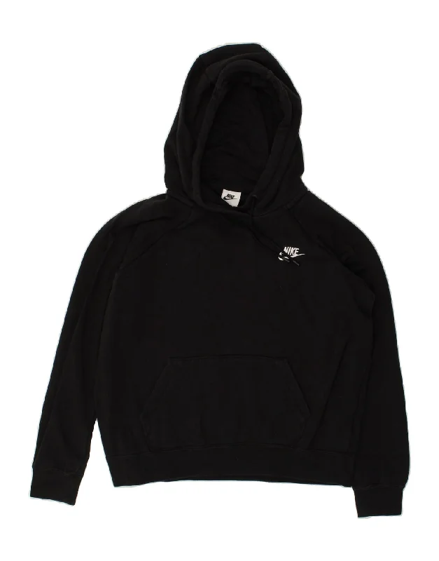 Can't Miss NIKE Womens Hoodie Jumper UK 14 Medium Black Cotton