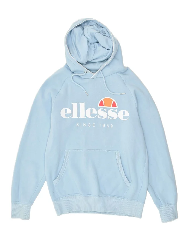 Value Deals ELLESSE Womens Graphic Hoodie Jumper UK 14 Medium Blue Cotton
