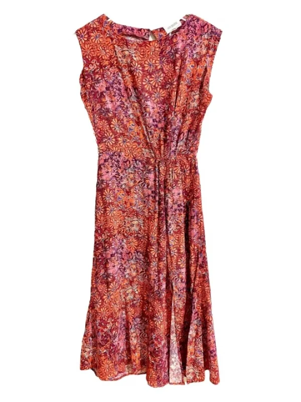 Women's Floral Rayon High Slit Sun Dress In Red