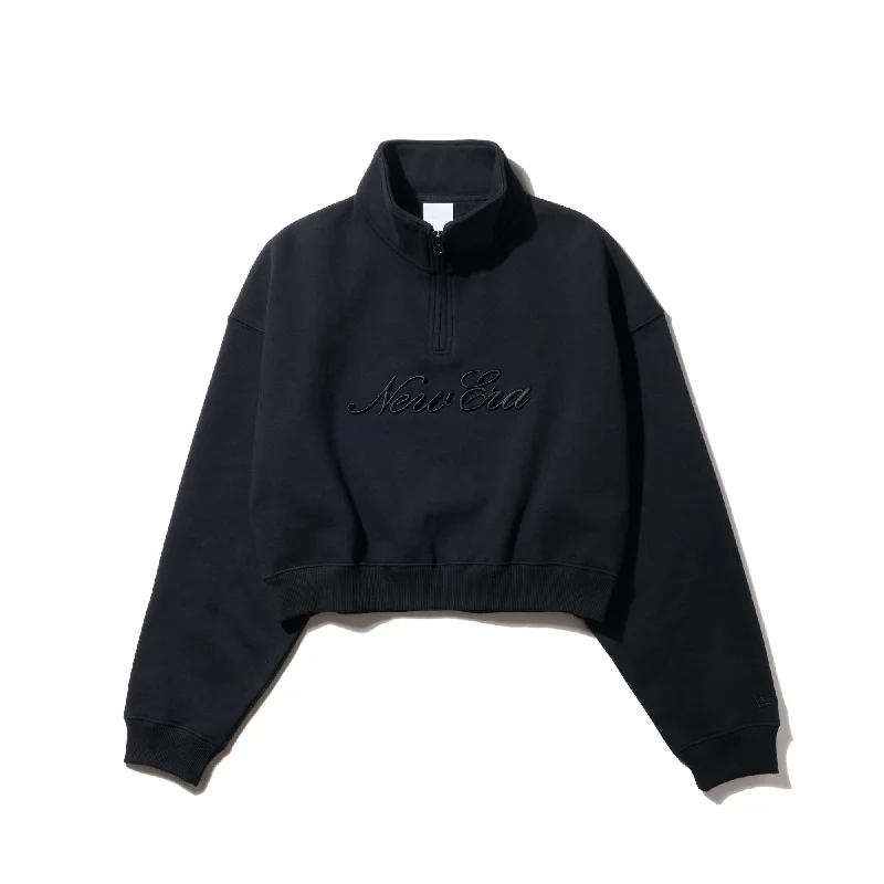Seasonal Sale Women's ハーフジップ クロップド スウェット ブラック