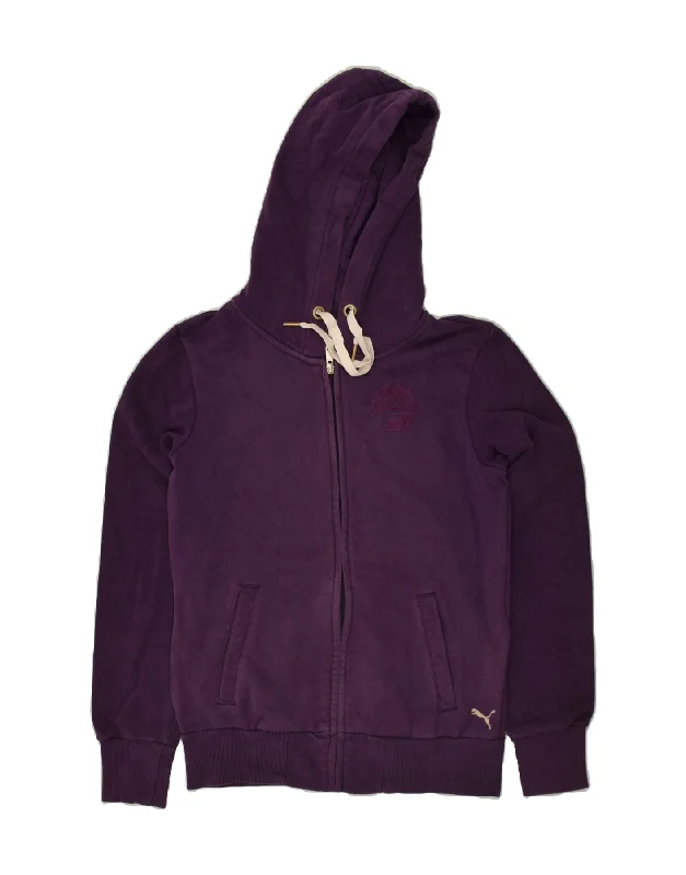 Special Buy PUMA Womens Zip Hoodie Sweater UK 10 Small  Purple Cotton