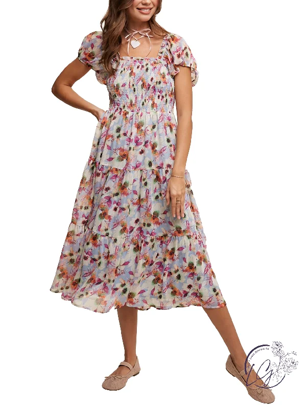 Limited Time Offer Serenity Blossom Puff Dress
