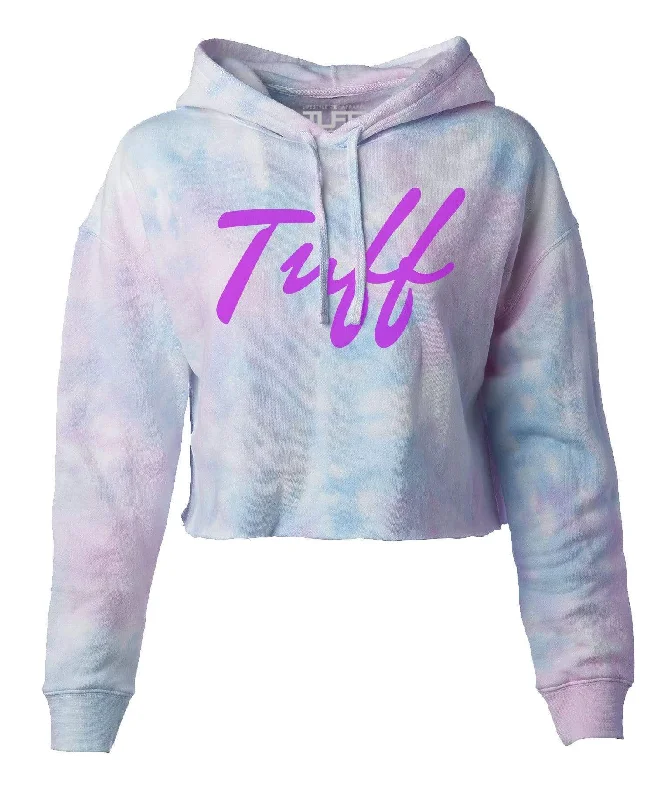 TUFF Thin Script Tie-Dye Hooded Cropped Fleece