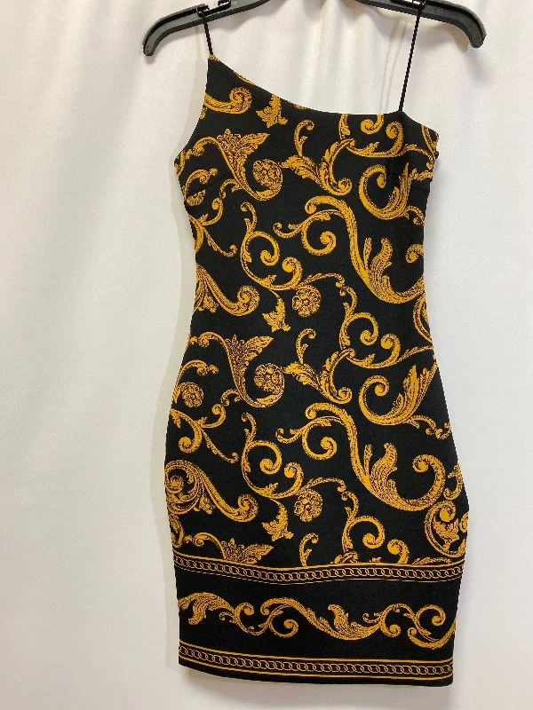 Crazy Deals Black & Yellow Dress Casual Midi Guess, Size Xs