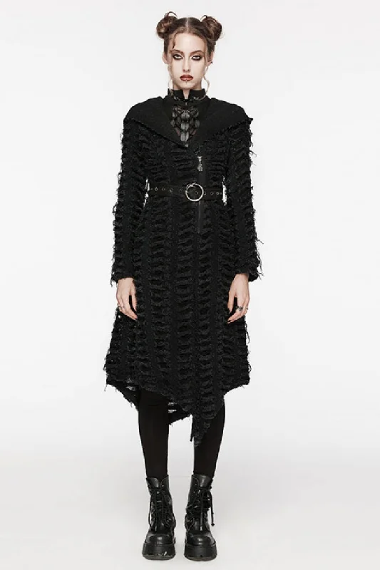 Value Deals Black Irregular Hooded Women's Punk Long Coat