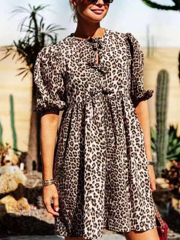Can't Miss Leopard Short Sleeve Mini Dress