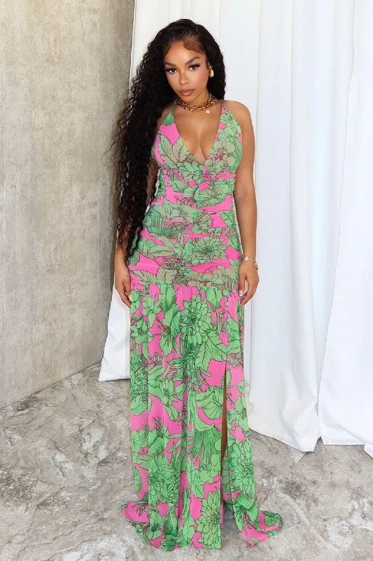 Deal Frenzy Lovely Lady Print Maxi Dress