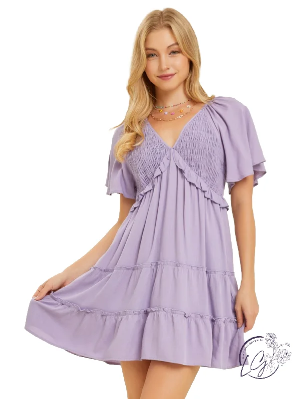 Super Deal Lavender Smock Dress