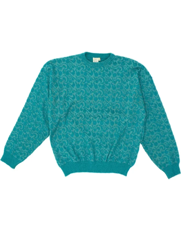 Limited Stock VINTAGE Womens Crew Neck Jumper Sweater IT 50 Medium Turquoise Paisley
