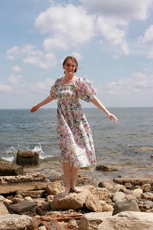 Weekend Flash Sale Violet Garden Smocked Cotton Silk Dress