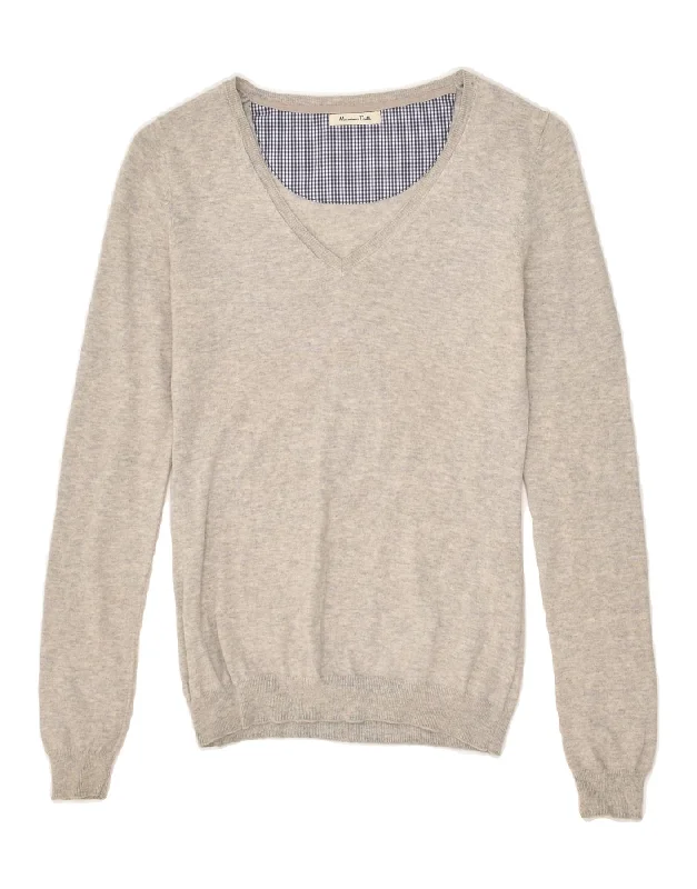 Huge Discounts MASSIMO DUTTI Womens V-Neck Jumper Sweater UK 8 Small Grey