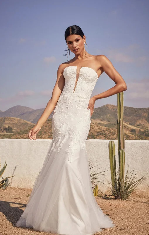 Special Savings Casablanca Beloved BL432 Colt Mermaid Strapless Embroidered Sequin Floral Lace Deep V-Neck Wedding Gown