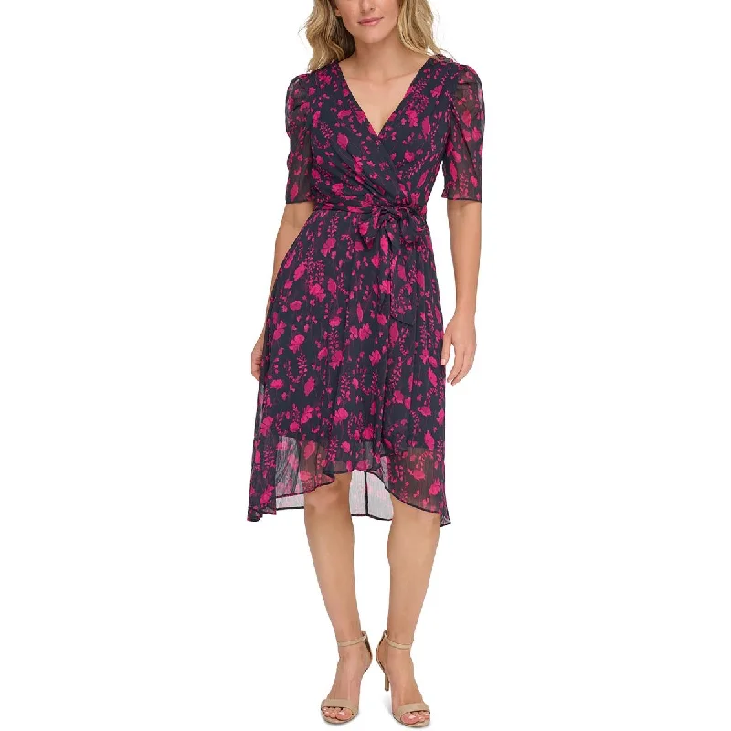 Womens Floral Print Chiffon Wear To Work Dress