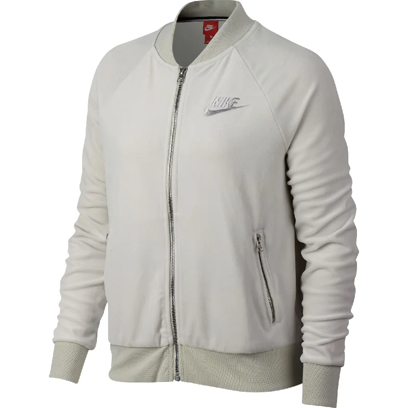 Seasonal Sale Nike Velour Full Zip Women's Jacket Oatmeal-Grey