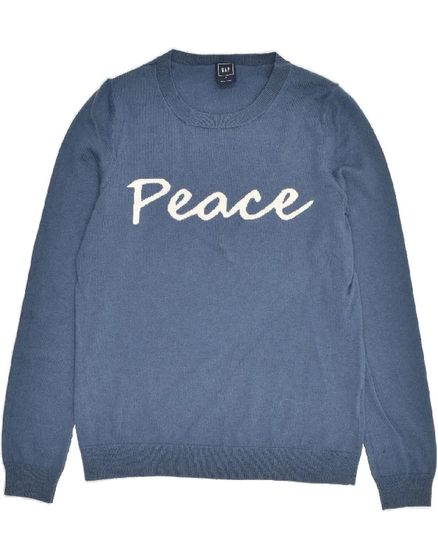 Quick Sale GAP Womens Graphic Sweatshirt Jumper UK 10 Small Blue