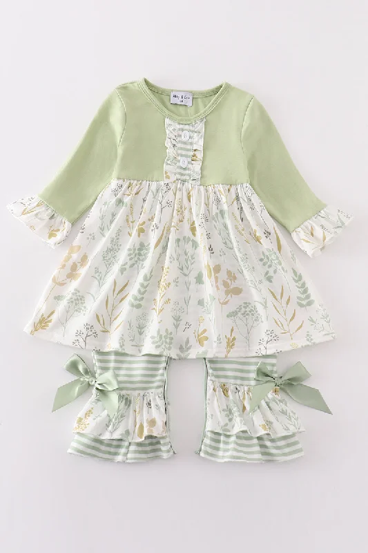 Bargain Prices Green botanical girl romper
