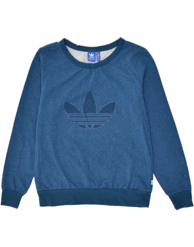 ADIDAS Womens Graphic Sweatshirt Jumper UK 14 Large  Blue Cotton