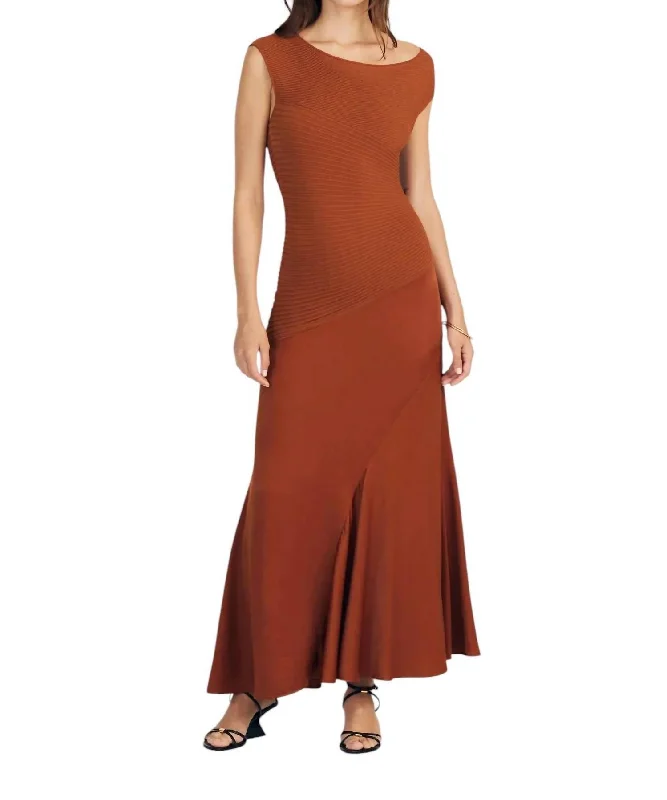 Madeline Mixed Media Dress In Copper