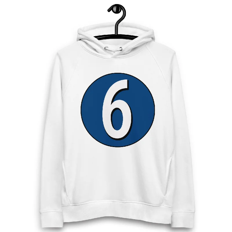 Unisex pullover hoodie: White on Navy Blue 6