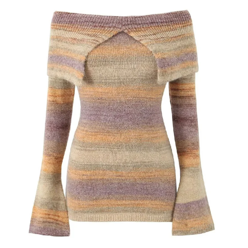 Bonus Savings Ombre Foldover Off Shoulder Bell Sleeve Ribbed Knit Micro Mini Sweater Dress Bonus Savings Ombre Foldover Off Shoulder Bell Sleeve Ribbed Knit Micro Mini Sweater Dress