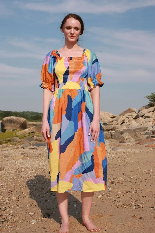 Grand Opening Sale Tropical Love Smocked Midi Dress