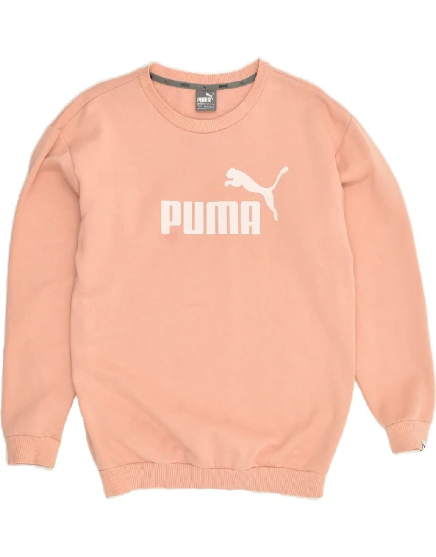 PUMA Womens Graphic Sweatshirt Jumper UK 10 Small  Beige Cotton