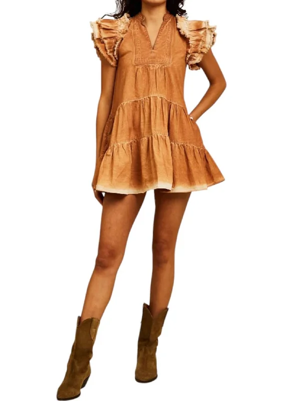 Ember Dress In Caramel Washed Denim