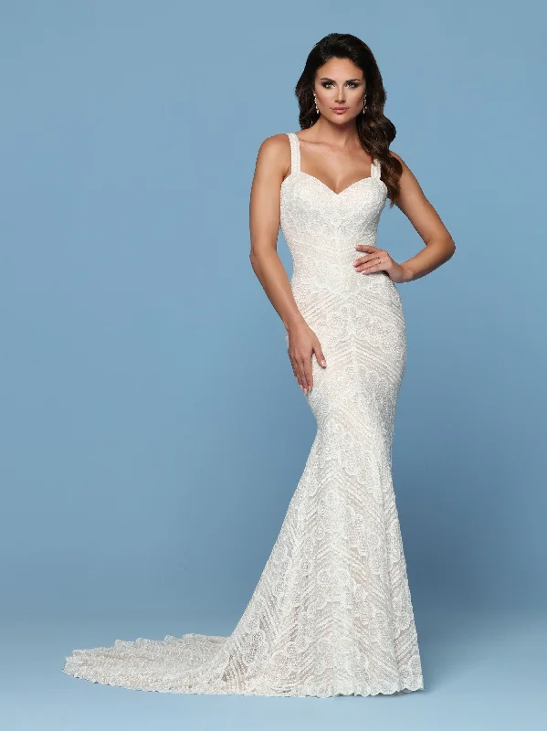 Davinci Bridal 50551 Fitted all over Lace Wedding Dress Mermaid Sweetheart Train