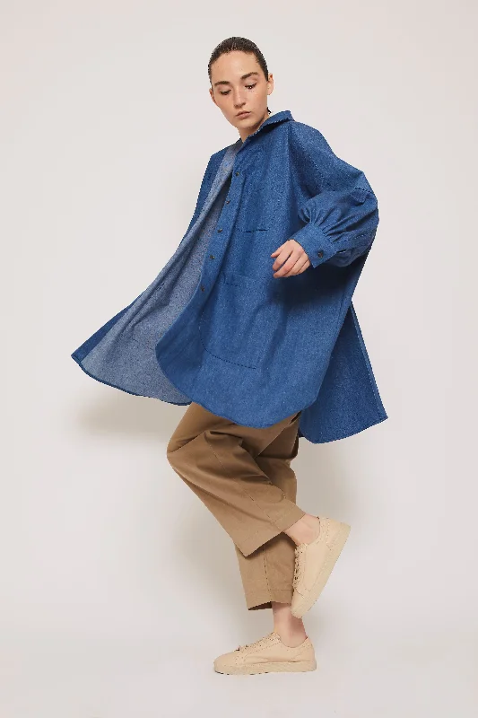 Crazy Deals Denim Smock Blouse - Indigo