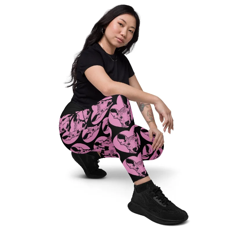 Can't Be Beat DOG BREED LEGGINGS with pockets - AMERICAN HAIRLESS TERRIER - HERTTAHOUND - pink