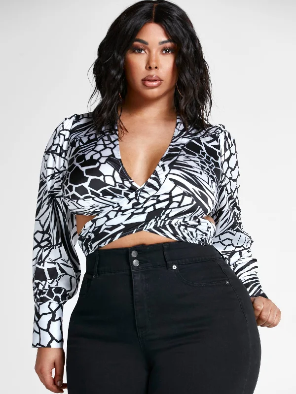 Low Prices Felicity Geo Print Wrap Blouse