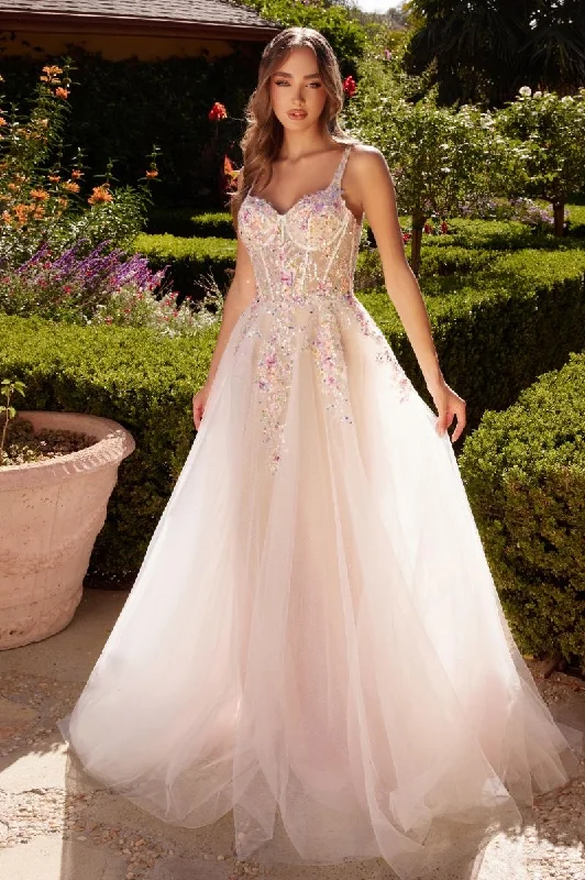 Unmissable Offer Andrea & Leo Couture A1288 A Line Sheer Corset Floral Prom Dress Sequin Lace Formal Gown