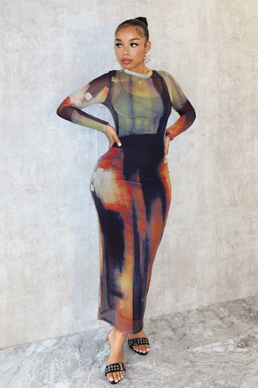 The Best Prices Leah Mesh Print Dress
