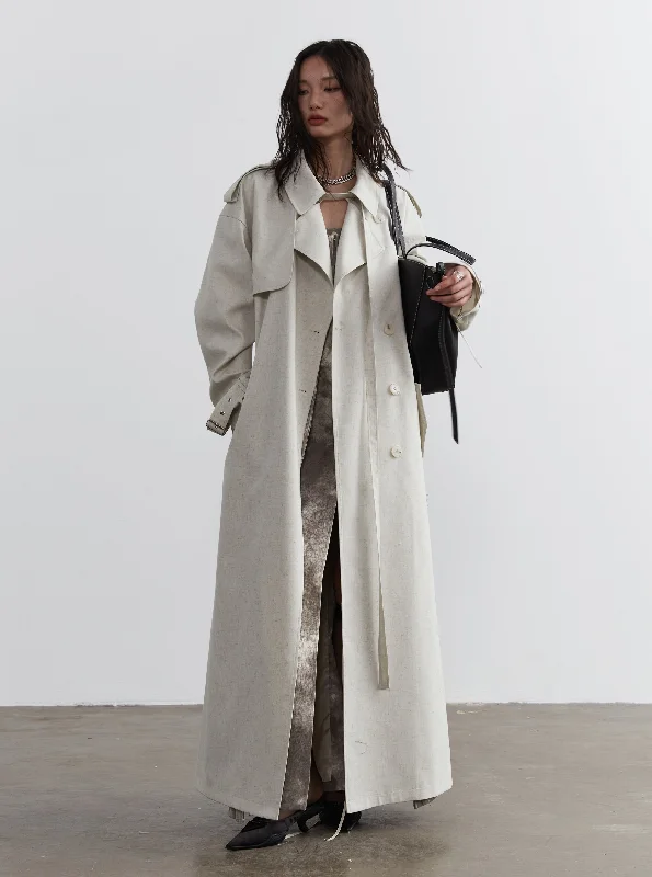 Markdowns Ivory Elegance Oversized Trench Coat