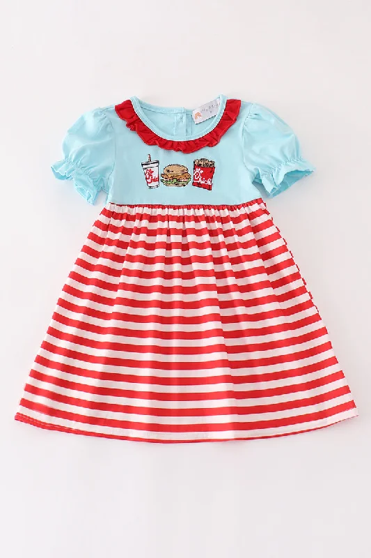 Value Deals Red stripe chick fil a embroidery dress