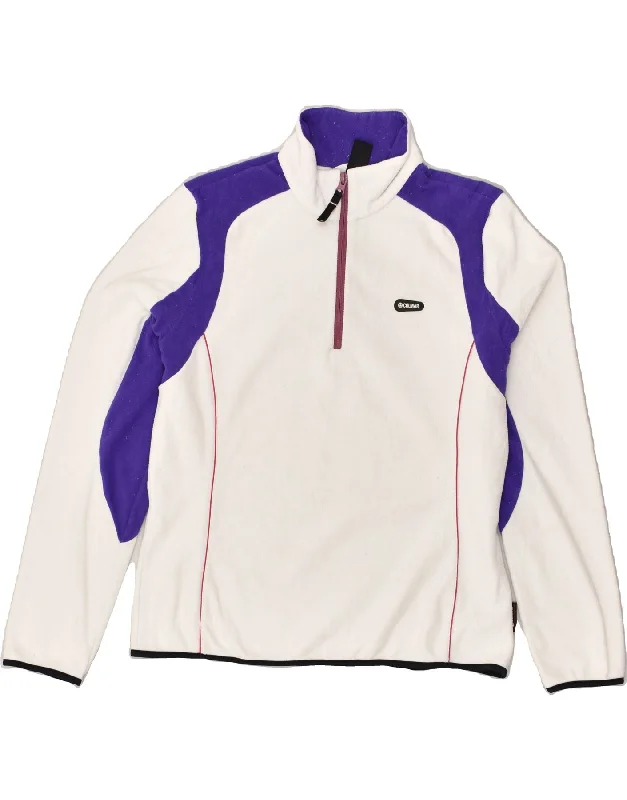 Deal Frenzy COLMAR Womens Zip Neck Fleece Jumper UK 18 XL White Colourblock Polyester