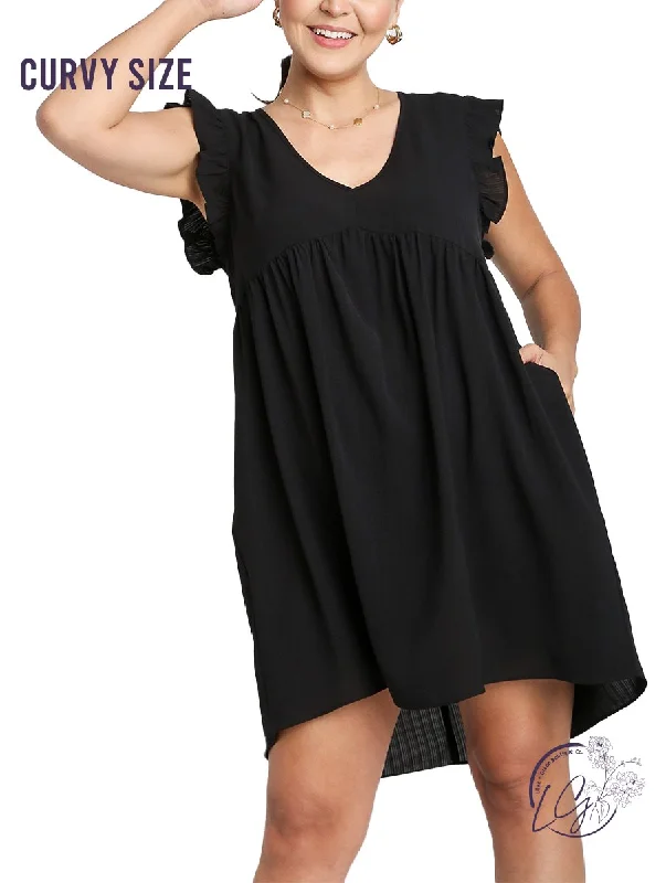 Online Only Curvy Whimsical Ruffles Pocket Dress