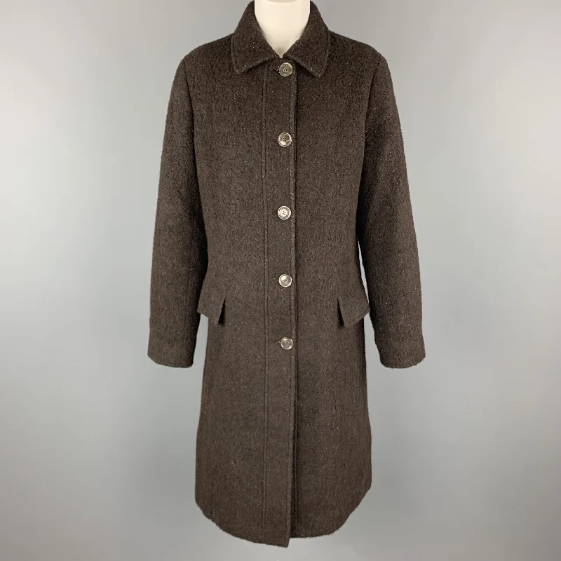 Massive Deals LUCIANO BARBERA Size 10 Dark Brown Sparkle Alpaca Blend Coat