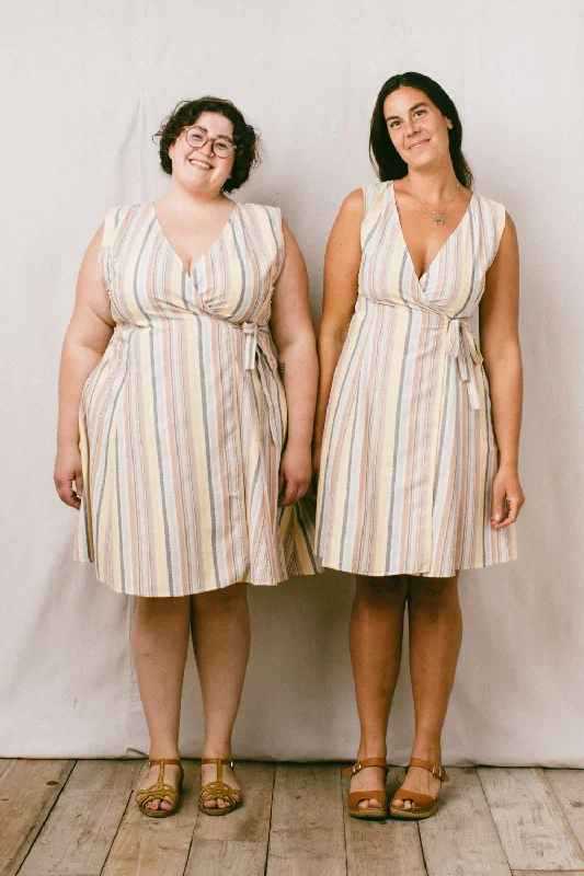 Now or Never Thea Dress in Linen Stripe