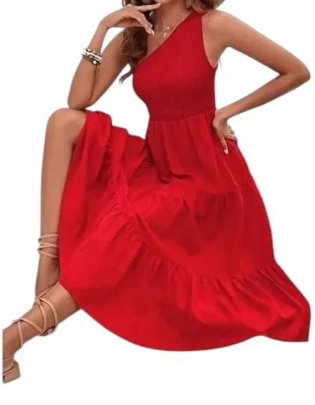 Brittany Ruffle Dress In Red