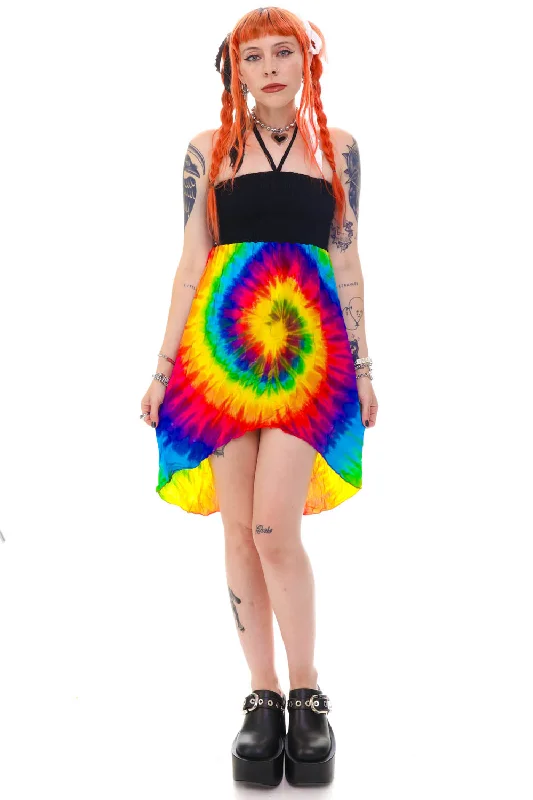 Vintage Y2K Rainbow Tie-Dye Fairy Dress - XS/S