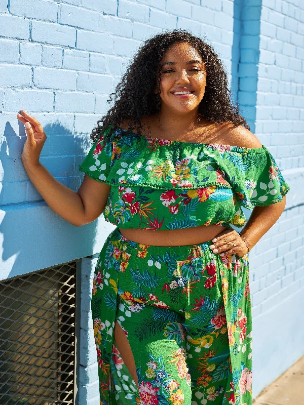 Price Reduction Carmen Off The Shoulder Tropical Print Blouse
