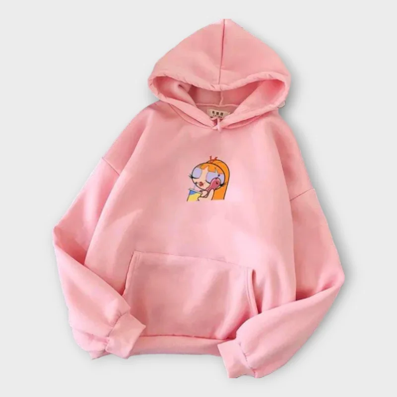 Bargain Blast Winter Pink Printed Hoodie For Womens