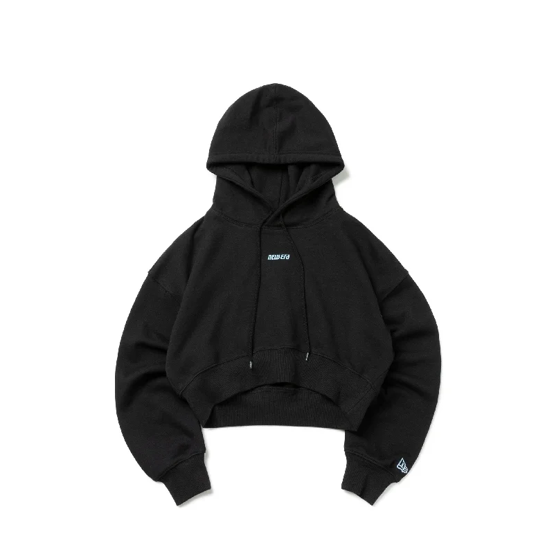 Great Deals WOMEN'S 裏毛 スウェット クロップド丈 プルオーバーフーディー Racer Logo ブラック