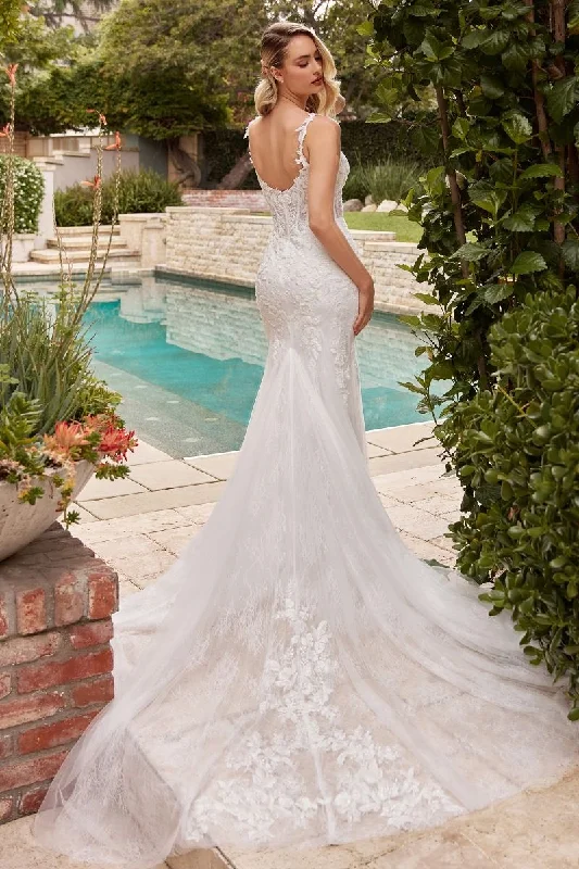 Overstock Andrea and Leo Couture Bridal CDS432W Fitted Lace Mermaid Wedding Dress