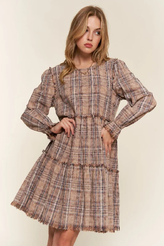 The Best Prices And The Why Full Size Washed Frayed Tiered Plaid Dress