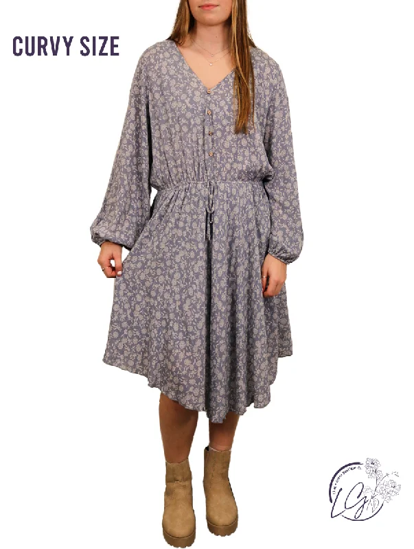 Unbeatable Prices Curvy Enchanted Blue Petals Dress